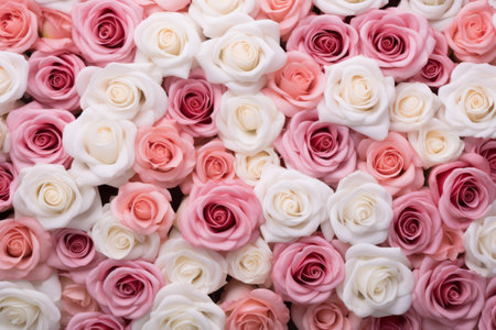 Enchanting Display: Captivating White and Pink Roses Create a Stunning Background (01568 02)の素材