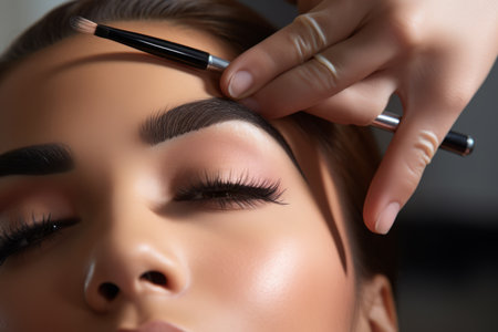 Eyebrow Transformation: Witness the Expertise of a Skilled Photo Beautician at Work (01558 01)の素材
