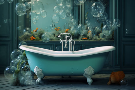 Bubble Bliss: Captivating Photo of a Bathtub Ready for a Luxurious Soakの素材
