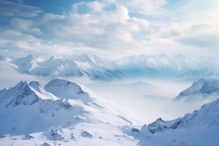 Winter Wonderland: Captivating Scenes of Pristine White Snowy Mountainsの素材