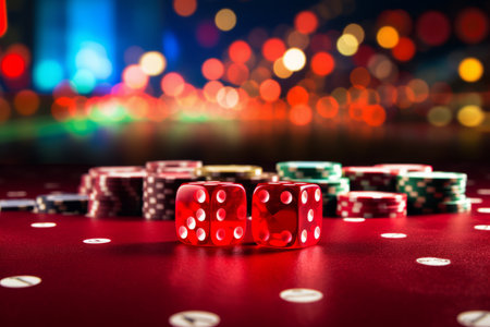 Fortune Favours the Bold: The Excitement of Red Dice on the Casino Table at AR 32 02514 01の素材