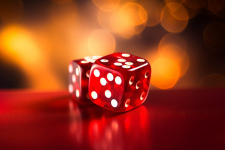 Captivating Casino Vibes: Mesmerizing Macro Shot of Red Dice - AR 32 02517 01の素材