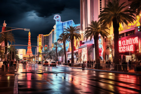 Capturing the Vibrant Urban Energy: Street Scene in Las Vegas at 32 02785 01の素材
