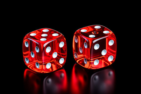 Rolling the Odds: Exploring the Precision of Two Red Casino Craps Diceの素材