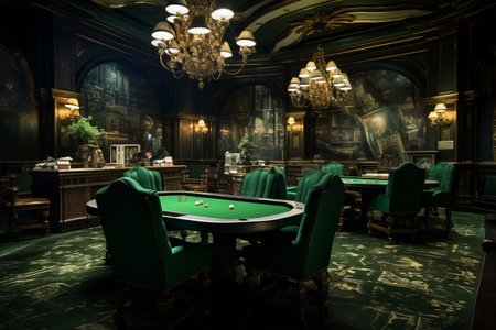 The Vibrant Casino Hideaway: Uncovering the Room with the Green Card Tableの素材
