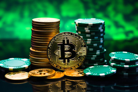 Exploring the Risk and Mathematical Calculations of Casino Chips, Bitcoin, and Moneyの素材