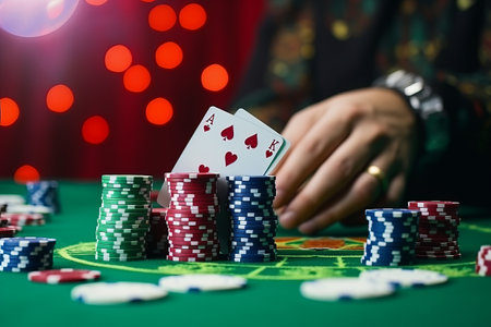 Ace in the Hole: Player Unveils Winning Pair in High Stakes Poker Against Fierce Competitionの素材