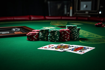 Lucky Streak: A Duo of Aces Conquer the Green Felt at Casino Table AR 32 02919 01の素材