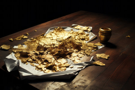 The Shimmering Quest: A Piece of Gold on a Table Ã¢â¬â AR 3:2の素材