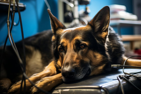 The Relaxed German Shepherd: A Vet Check-Up with a Phonendoscopeの素材