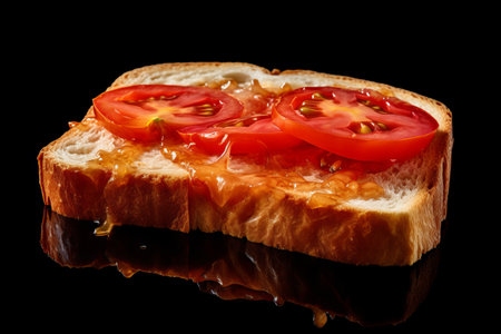 AI-Generated Delight: Irresistible Fresh Tomato Slice on Toasted Ciabatta Bread!の素材