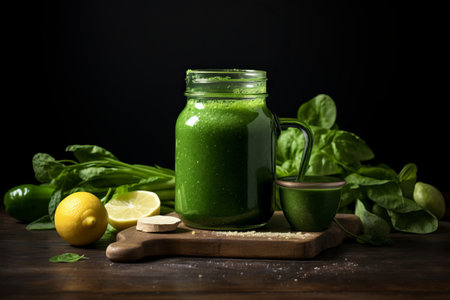 Refreshing Green Smoothie in a Jar: A Perfectly Balanced Shot of Health and Flavorの素材
