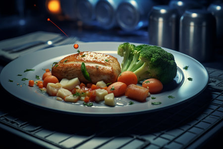 AI-Generated Delights: Indulging in a Gourmet Meal of Cooked Vegetables on a Plate (AR 3:2)の素材