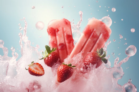 Revolutionizing Frozen Treats through AI: Exploring Generative Art with Frozen Strawberry Popsiclesの素材