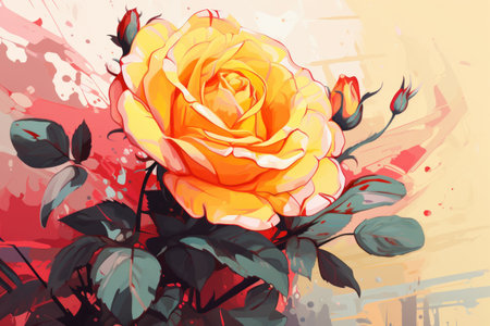 Vibrant Blossoms: A Captivating Yellow and Pink Rose Vector Art Creation (AR 32-01656-03)の素材