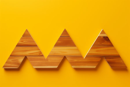 Innovative Use of Wooden Arrows on Vibrant Yellow Background Sparks Curiosity in Space Explorationの素材