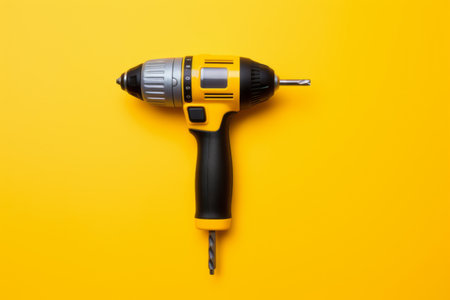 Lively and Vibrant: A Yellow Screwdriver Stands Out Against Pastel Purple Backgroundの素材
