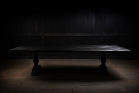 Enigmatic Elegance: Unveiling the Black Table in the Dark Background (Aspect Ratio 3:2)の素材