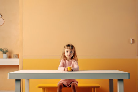 Cute Caucasian Child Enjoying a Delicious Meal: Captivating Food Advertisement Design Imageの素材