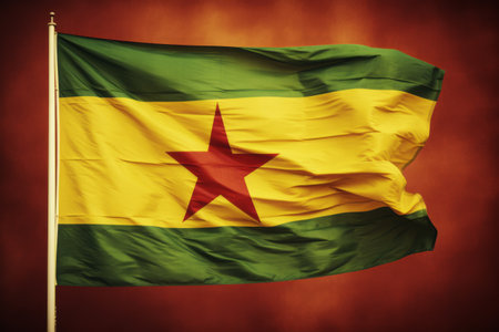 Mali Flag Flies Proudly in Stunning Photo: AR 3:2 Perspectiveの素材