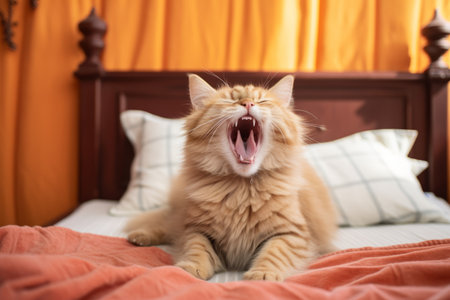 Captivating Catnap: A Pet's Yawn and Paw Stretch Embrace the Perfect Lifestyle Moment [AR 3:2]の素材