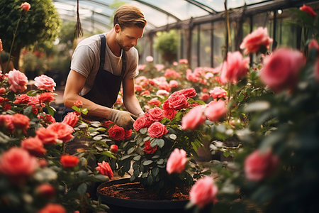 Capturing the Serenity: An AR 3:2 Journey Through a Gardener's Care for Rosesの素材