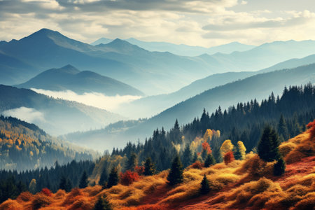 Capturing the Majesty: Beautiful Autumn Mixed Forest Enchants the Mountain Landscape -- AR 3:2の素材