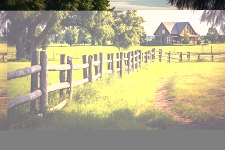 Tranquil Oasis: Captivating 3:2 Snapshot of a Picturesque Fence Guiding to a Charming House amidst Lの素材