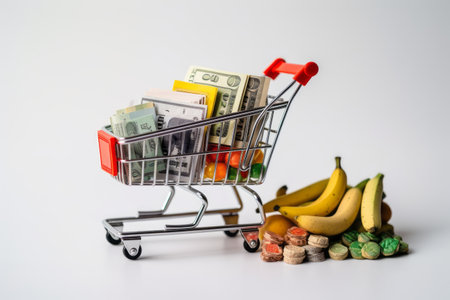 Capturing Extravagance: A Photo Miniature of an Expensive Shopping Spree Illustrated by a Long POS Tの素材