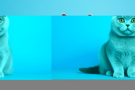 Graceful British Shorthair Cat Posing in Vibrant Surroundingsの素材