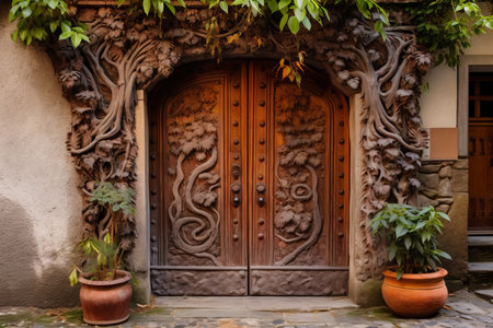 Elegantly Crafted: Exquisite Front Door with Intricate Metal Forging - 00494 01の素材