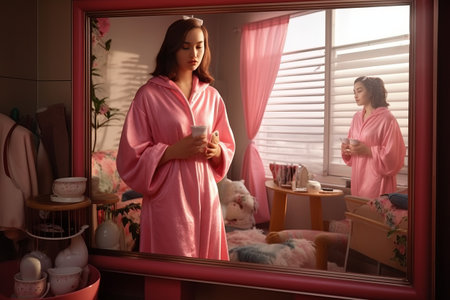Captivating Beauty: The Pink Bathrobe Diva takes Center Stage in 00540 01の素材