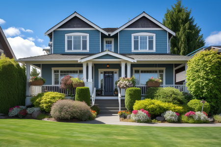 Charming Blue Traditional Suburban Home with Siding: 00713 01の素材