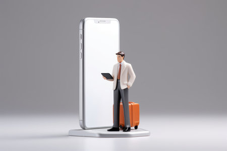 Streamlining Business Travel: How Young Man Businessman 00750 00 Masters Booking Trips Onlineの素材