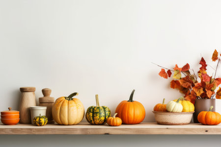 Harvest Havens: Rustic Autumn Kitchenware and Utensils Adorned with Charming Pumpkinsの素材