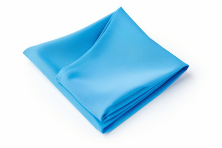 Simple Elegance: A Blue Folded Napkin Shines in Isolation on a White Background (3:2 Aspect Ratio)の素材