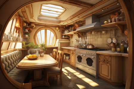 Open Space Bliss: Exploring the Board of Free Space and Kitchen Interior --ar 3:2の素材