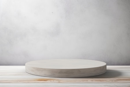 Product Showcase: Utterly Empty Stone Tabletop on White Concrete Backgroundの素材