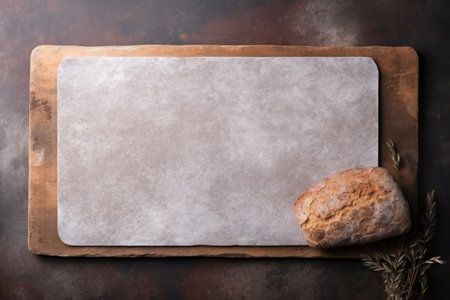 Blank Canvas of Culinary Creativity: Top View of Empty Stone Board on White Backgroundの素材