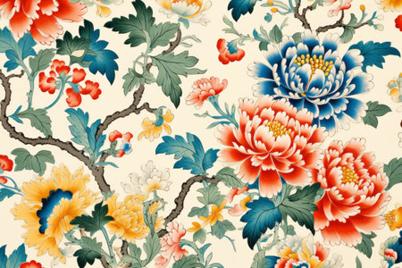 Exploring the Vibrant World of Chinese Ornament: A Kaleidoscope of Colorful Flower Patternsの素材