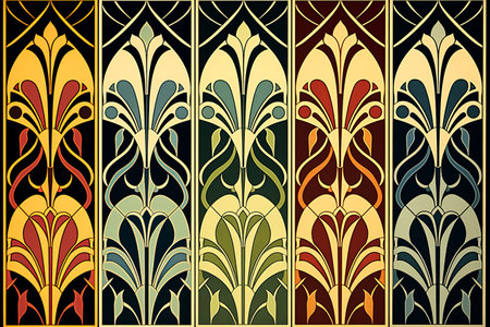 Captivating Variations: Colorful Vintage Art Deco Pattern Unveiled from Variations Quatre-Vingt-Sixの素材