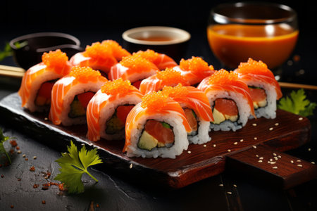 Captivating Snapshots: Immersive 3:2 Angle View of Traditional Japanese Sushi and Rollsの素材