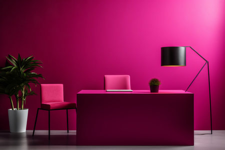 Magenta Moments: Embracing the Trendy Hue in the Minimalist Workspace of 2023の素材