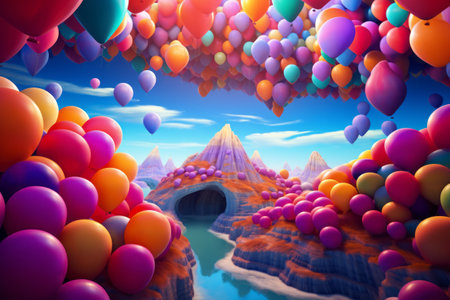 Bursting with Vibrant Shades: Colorful Balloons in a 3:2 Aspect Ratioの素材