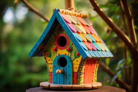 Vibrant Aviary: Captivating the Eye with a Colorful Bird Houseの素材