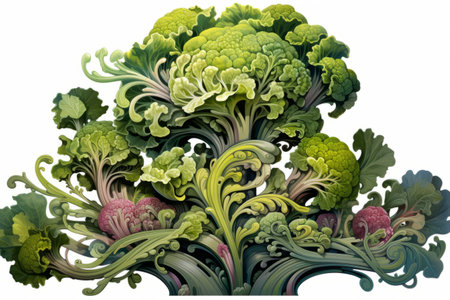 Exploring the Creative Side of Broccoflower: A Vibrant 3:2 Clipart Collectionの素材