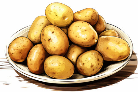 Vibrant Clipart Potatoes: Exploring the Artistic World in 3:2 Aspect Ratioの素材