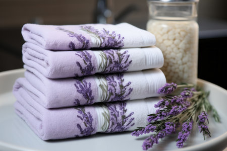 Soothing Elegance: Lavender Bath Towel Set enhances Luxury with 3:2 Aspect Ratioの素材