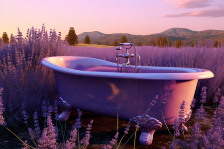 Purple Haven: Exploring Relaxation with Lavender Bathtub â AR 3:2の素材