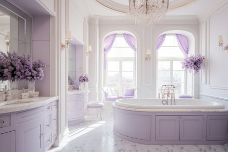 Serene Bliss: A Tranquil White and Lavender Bathroom Experienceの素材